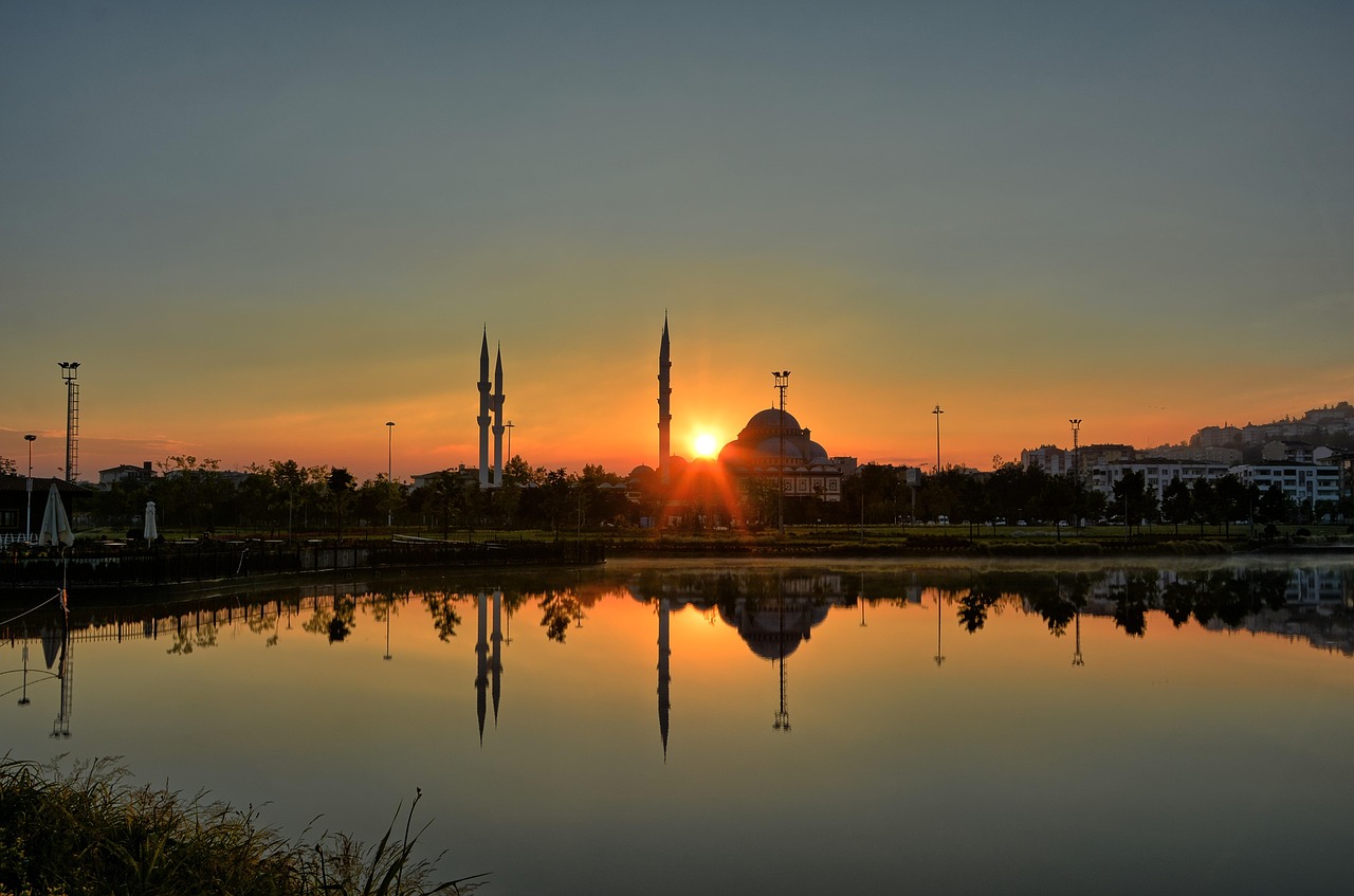 turkey, bursa, i cam, sun, horizon, sunrise, reflection, group, dome, sky, view, nature, light, sunset, skyline, reverse light, silhouette, peace